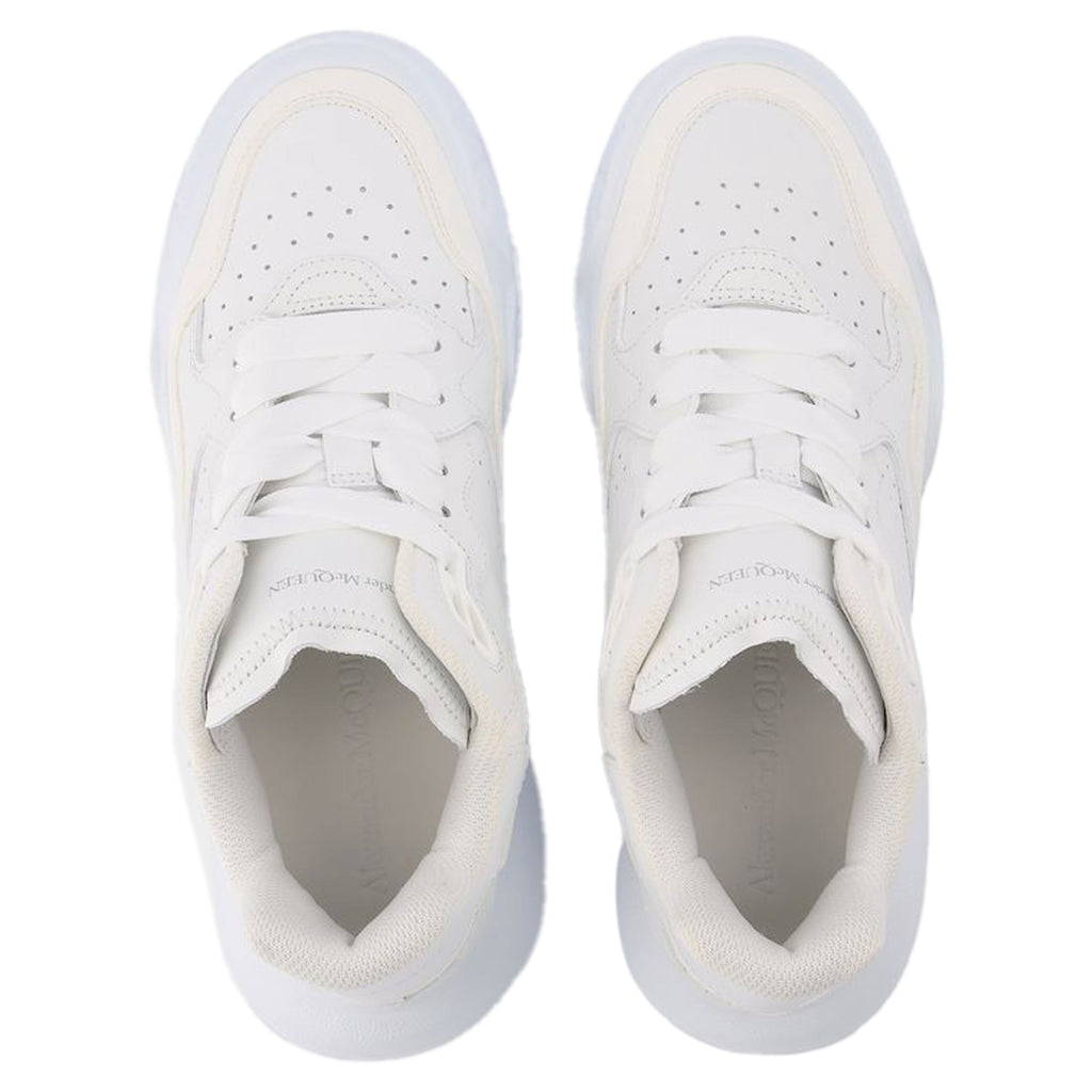 New Court Sneakers in White & Silver Leather