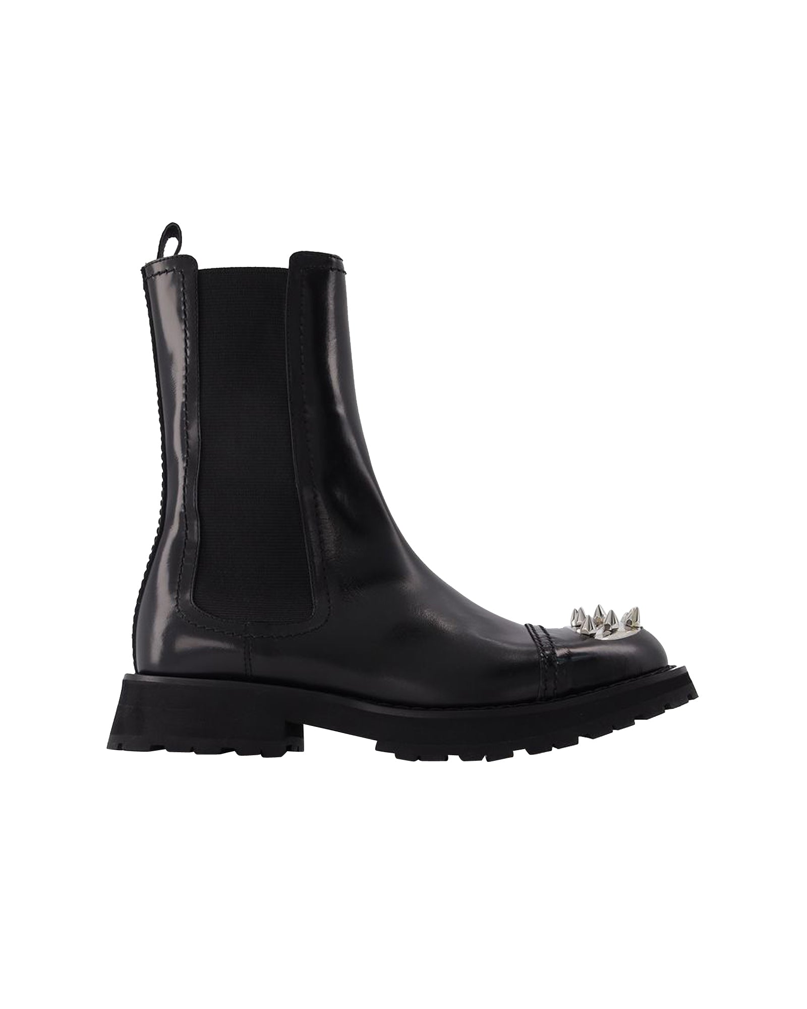 Ankle Boots With Studs in Black Leather