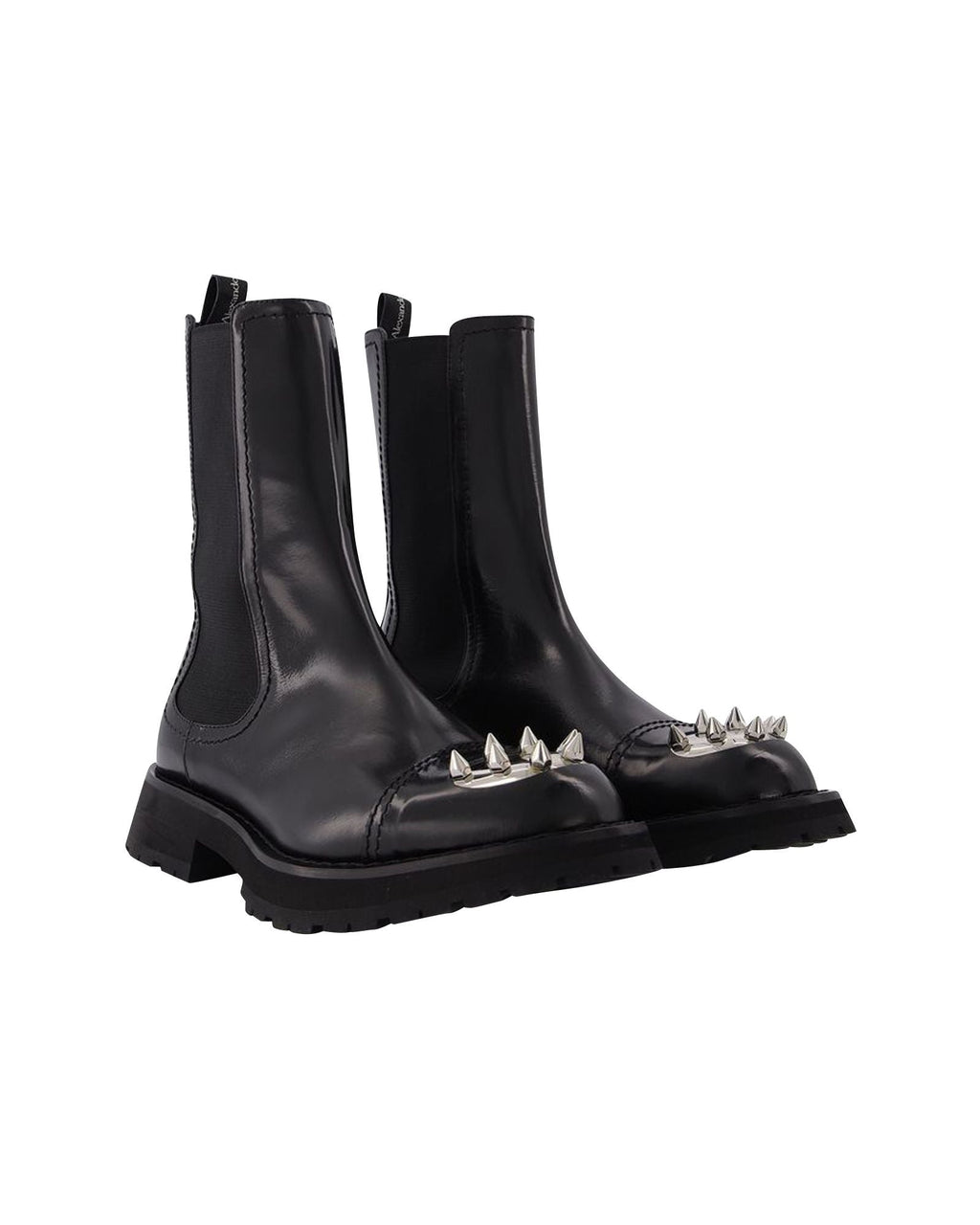 Ankle Boots With Studs in Black Leather