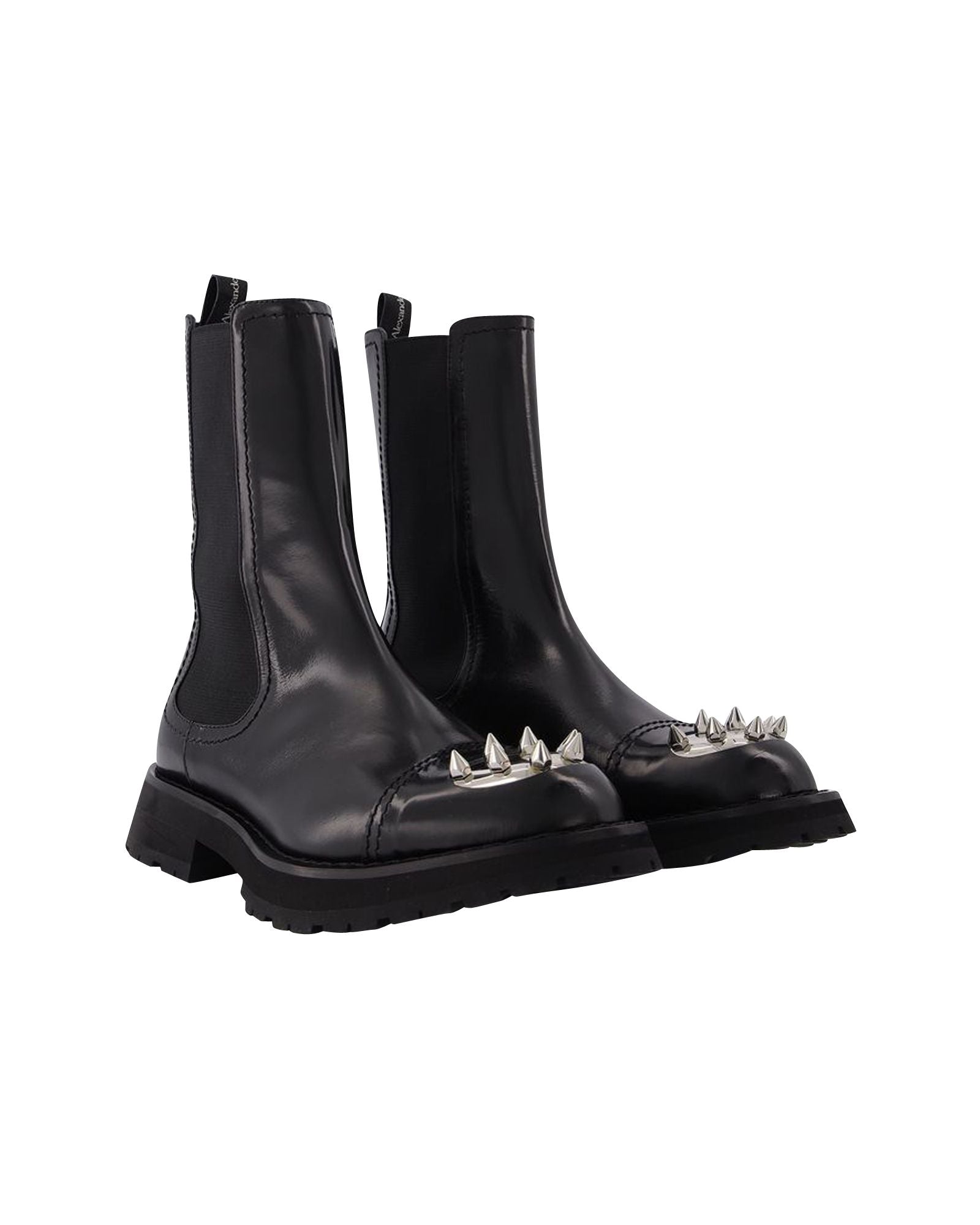 Ankle Boots With Studs in Black Leather