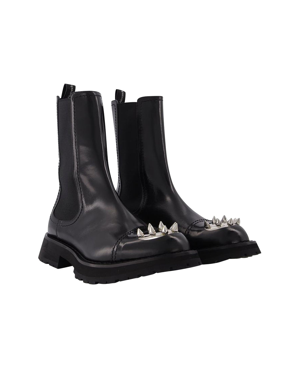 Ankle Boots With Studs in Black Leather