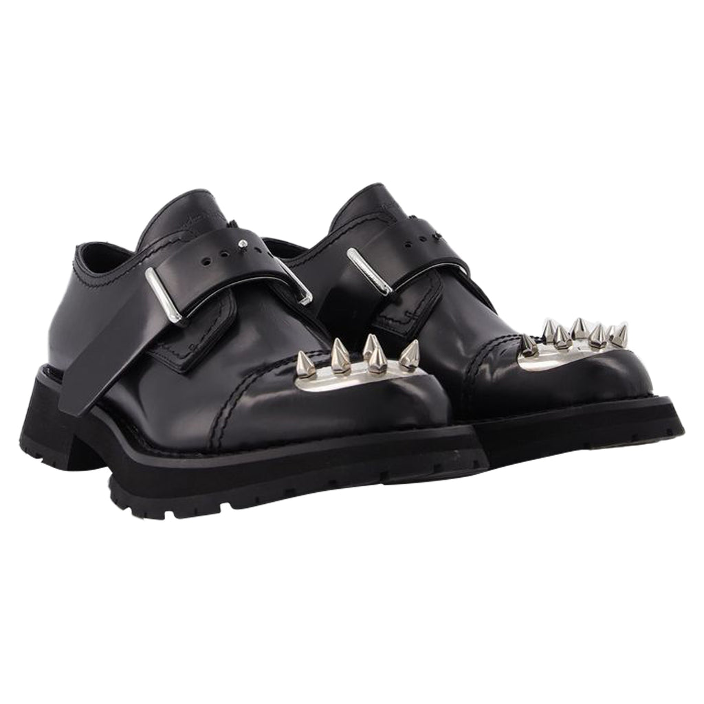 Loafers With Studs in Black Leather