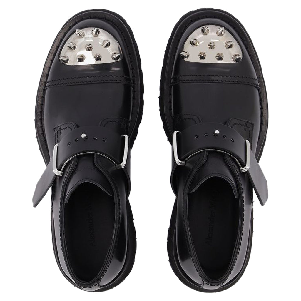 Loafers With Studs in Black Leather