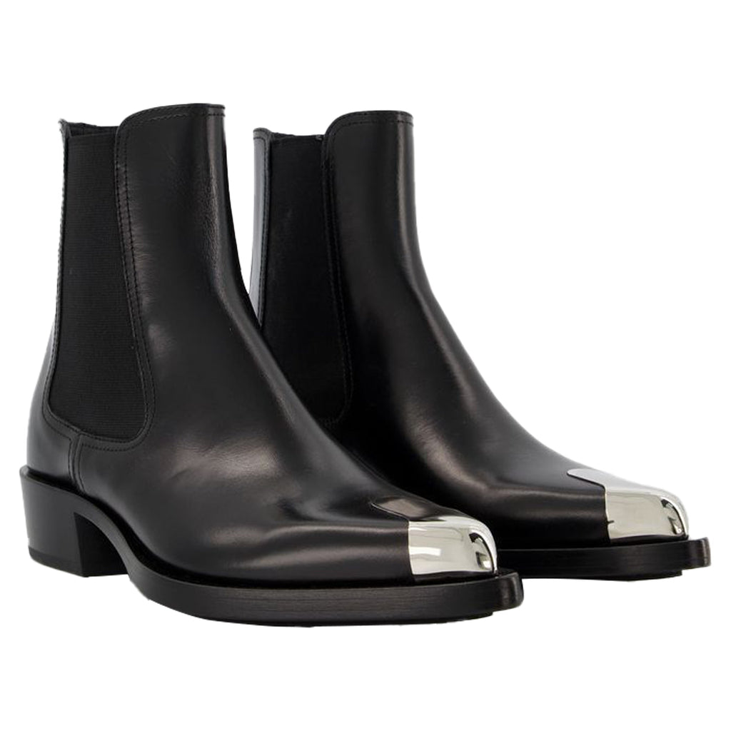 Boxcar Boots in Black/Silver Leather