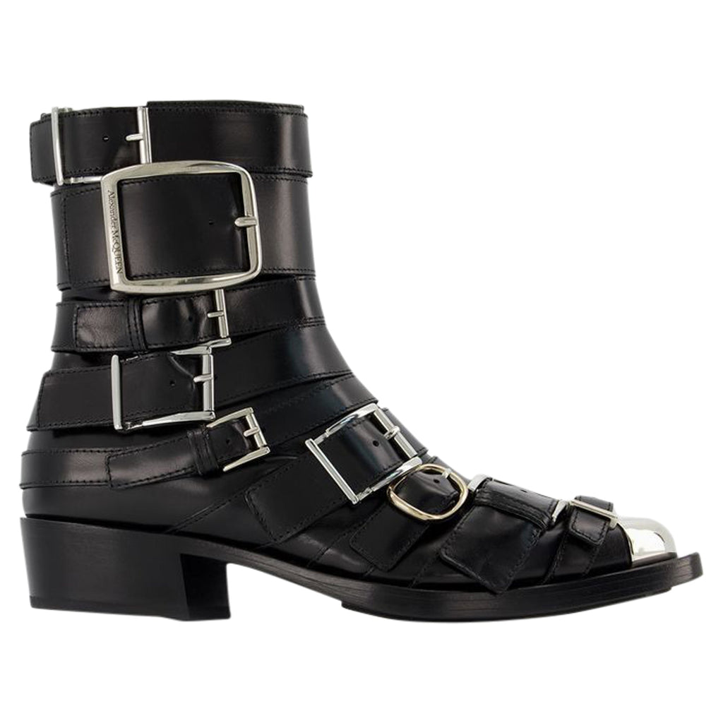 Boxcar Boots in Black/Silver Leather