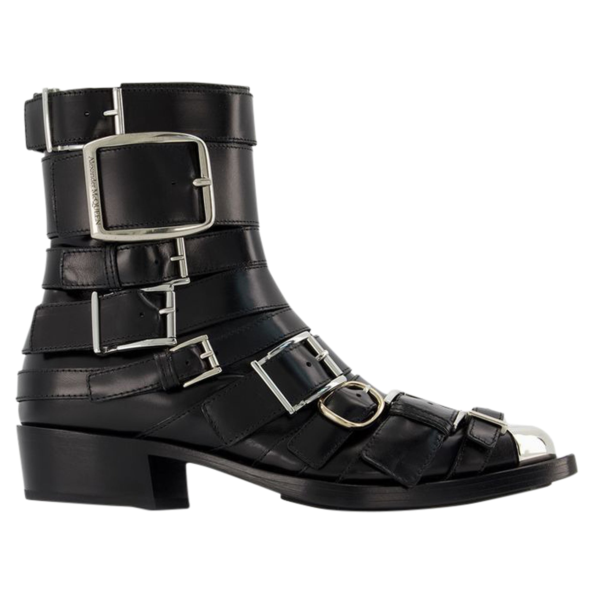 Boxcar Boots in Black/Silver Leather