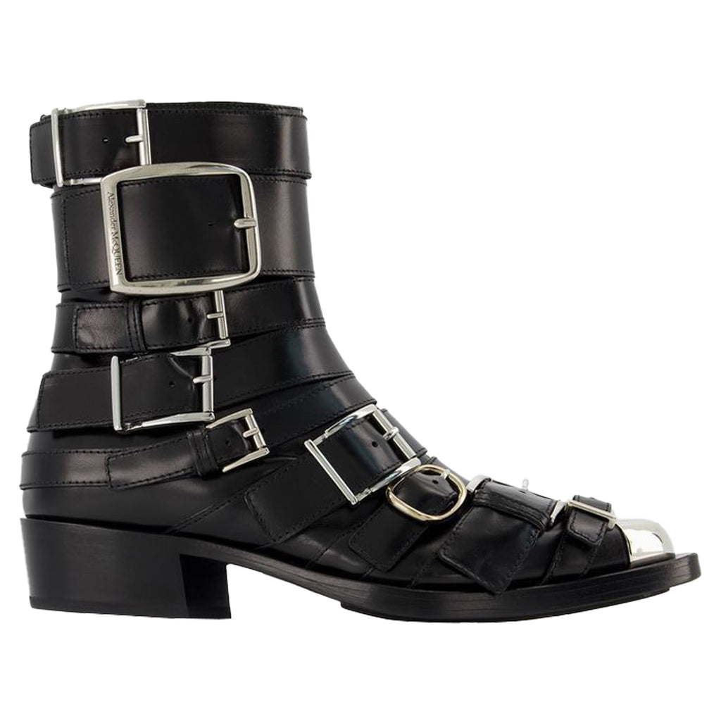 Boxcar Boots in Black/Silver Leather