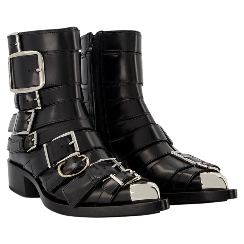 Boxcar Boots in Black/Silver Leather