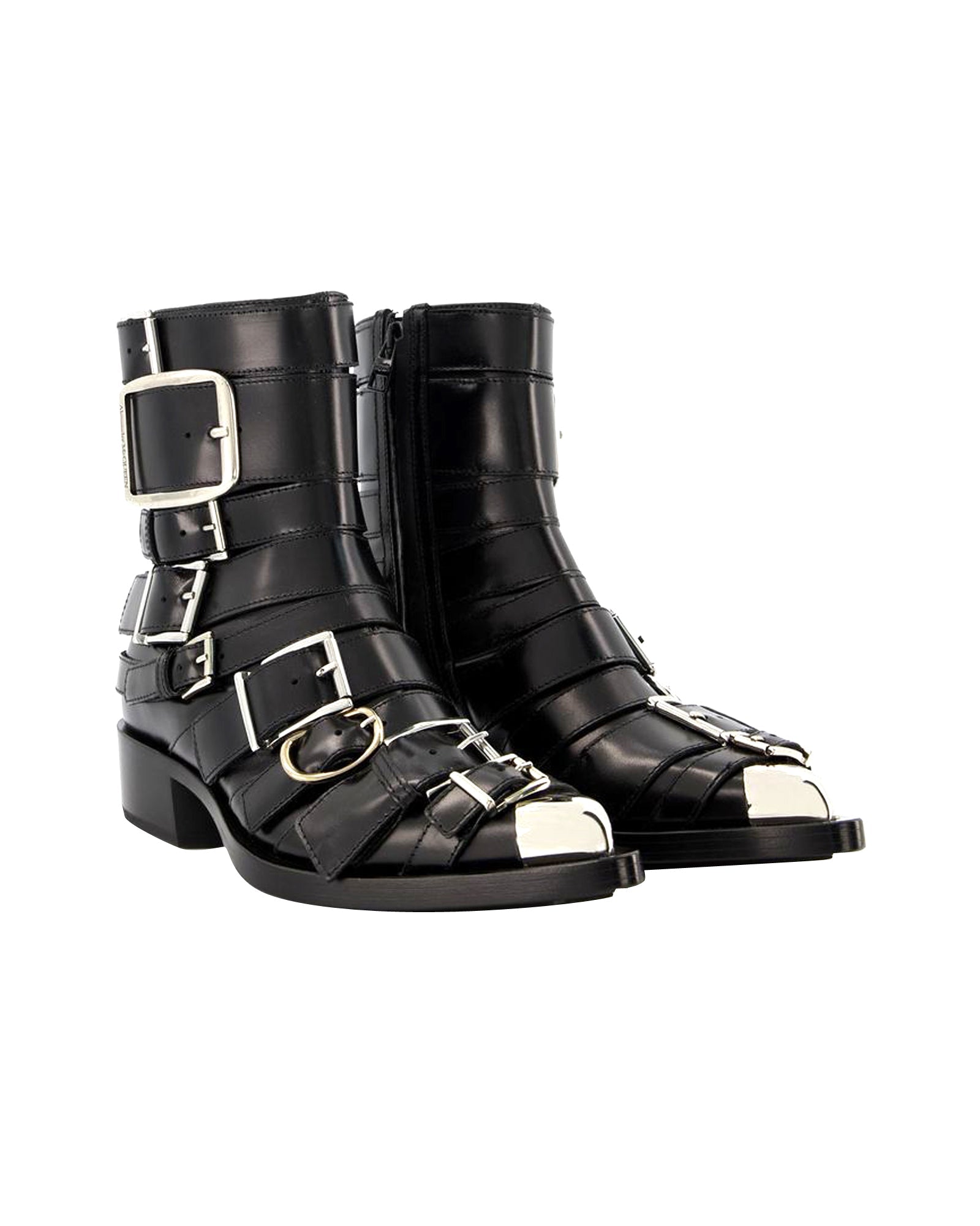 Boxcar Boots in Black/Silver Leather
