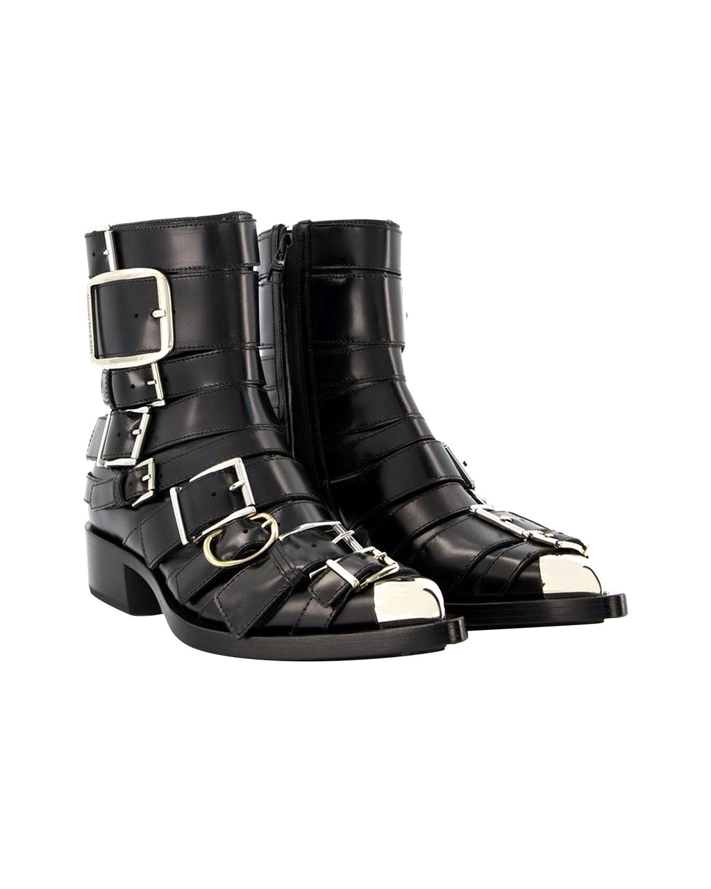 Boxcar Boots in Black/Silver Leather