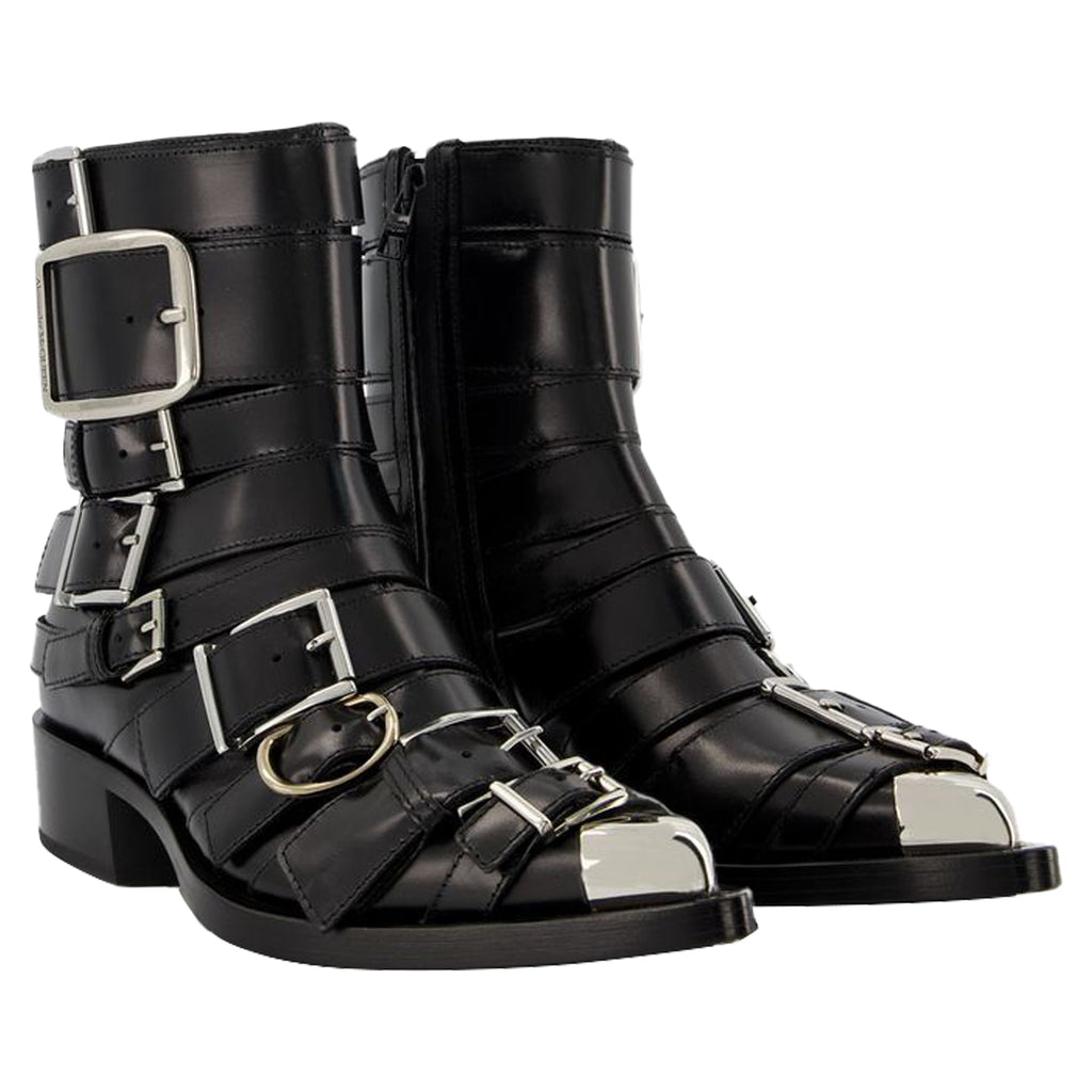 Boxcar Boots in Black/Silver Leather