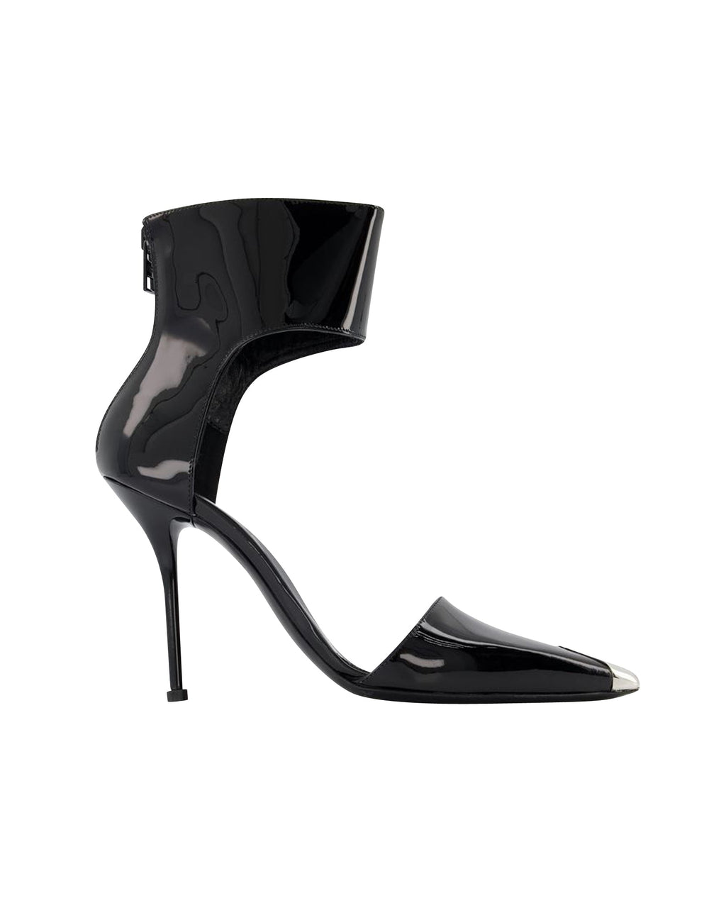 Sandals in Black/Silver Leather