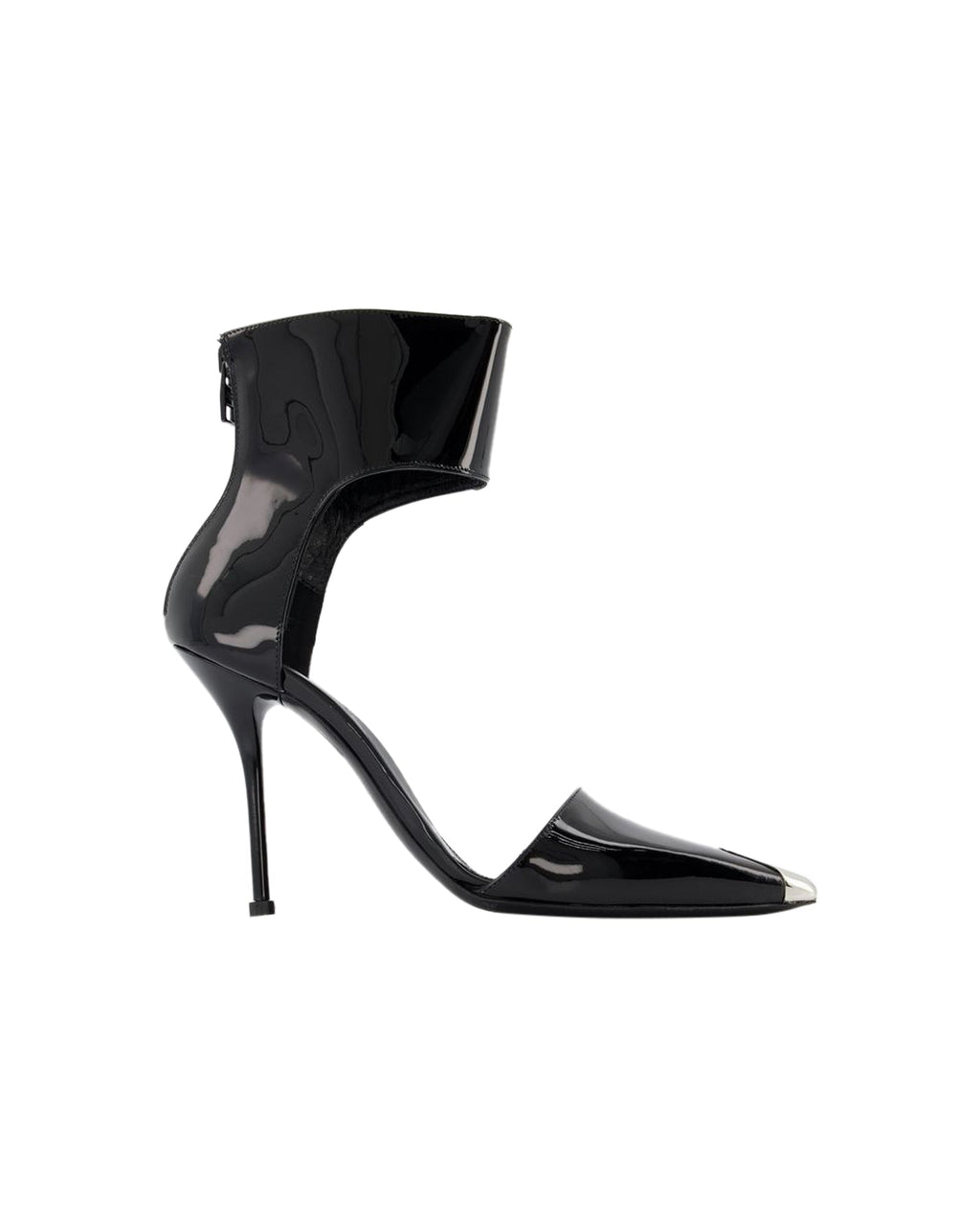 Sandals in Black/Silver Leather