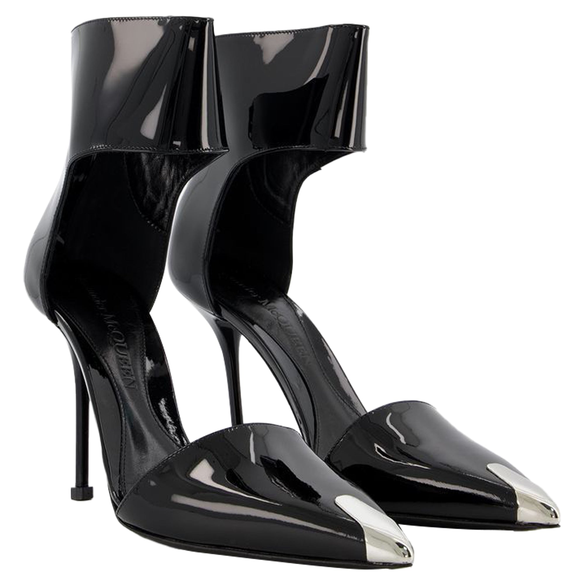 Sandals in Black/Silver Leather