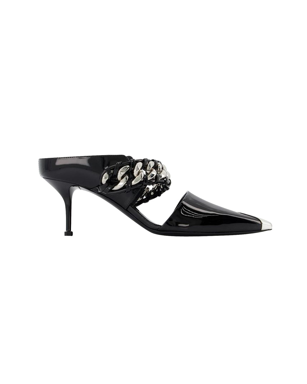 Sandals in Black/Silver Leather