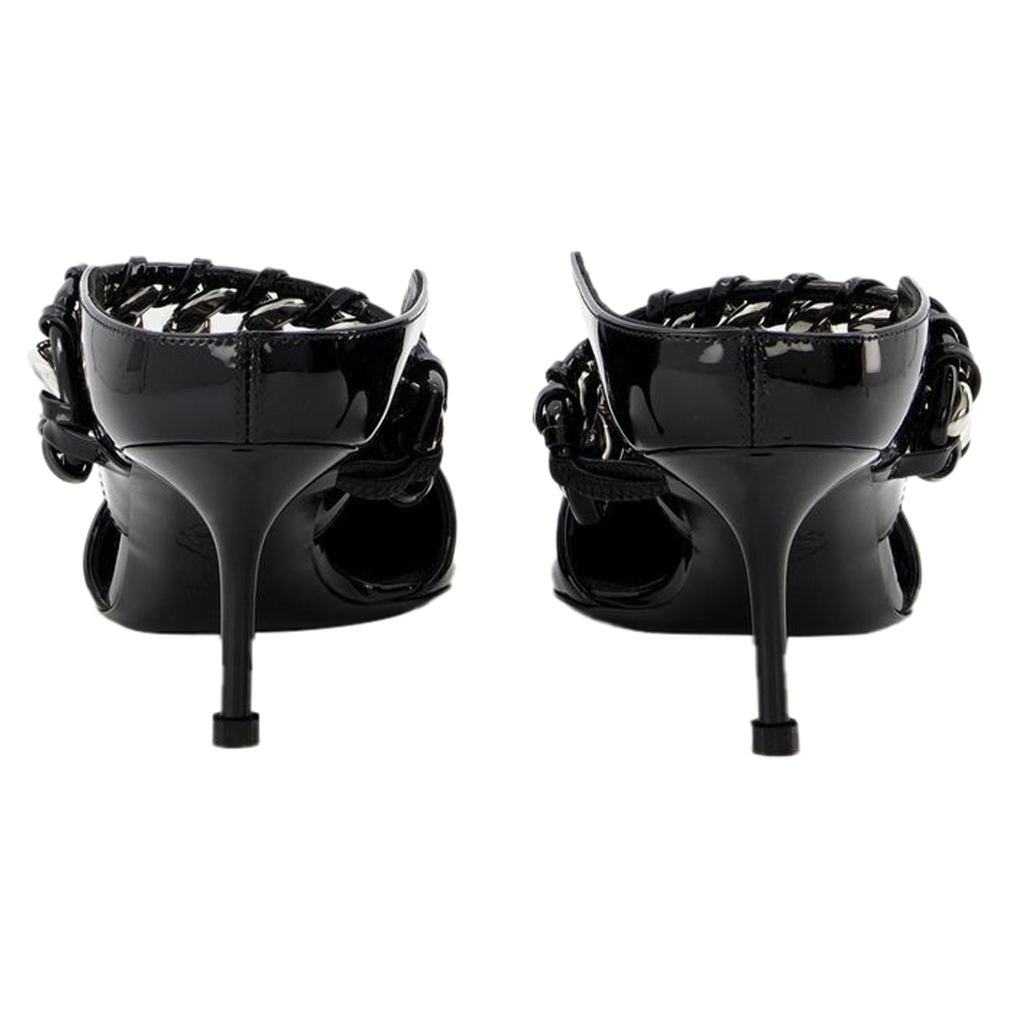 Sandals in Black/Silver Leather
