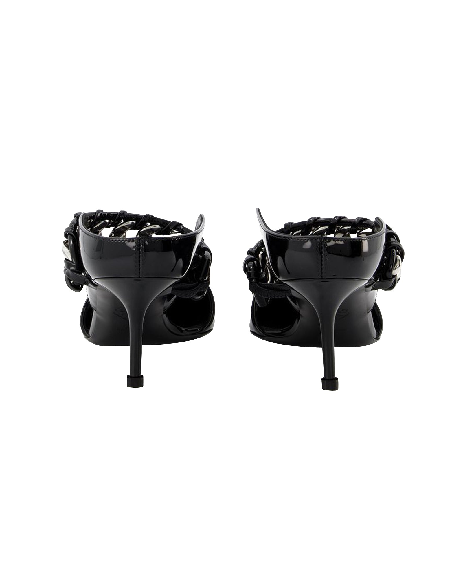 Sandals in Black/Silver Leather