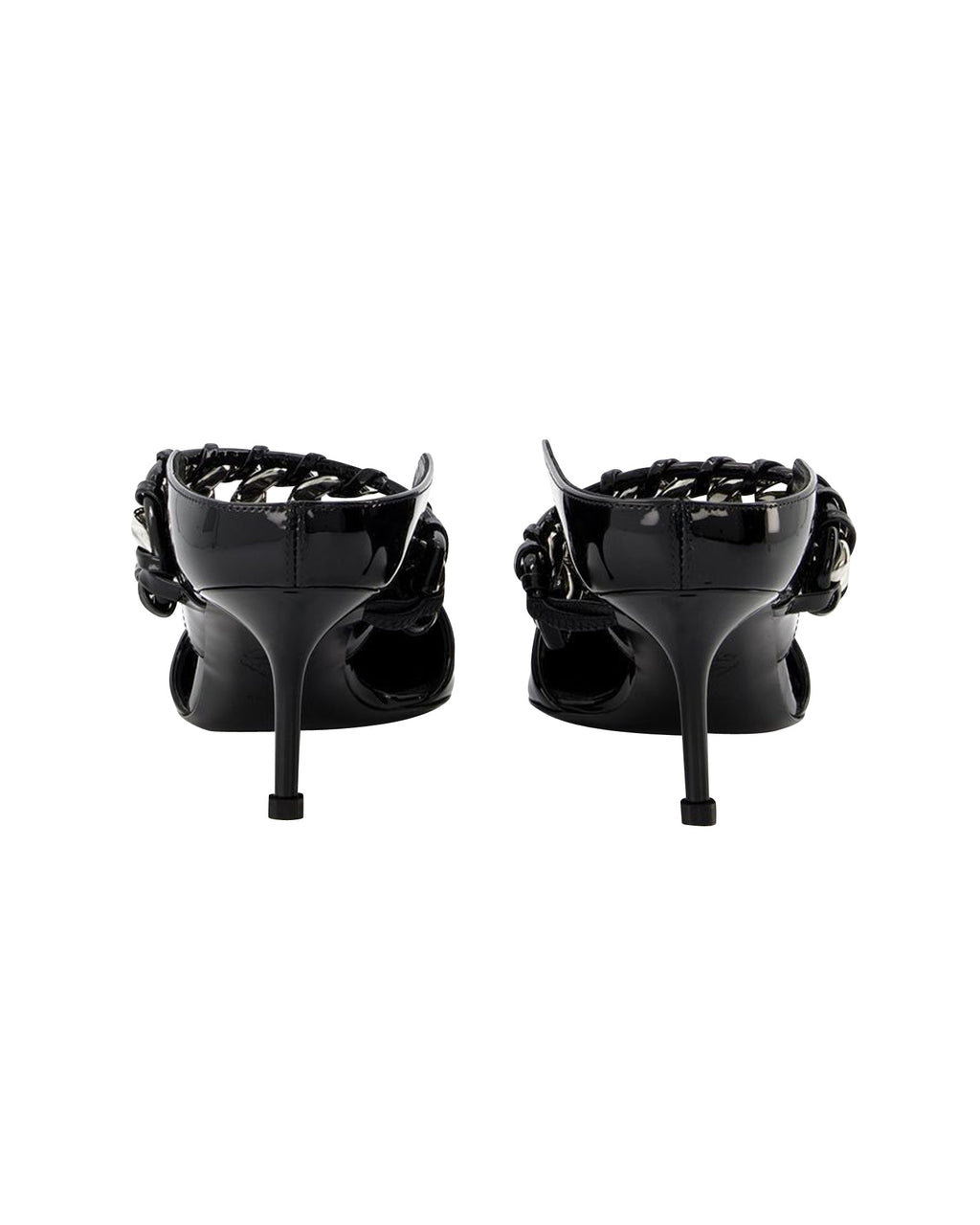 Sandals in Black/Silver Leather