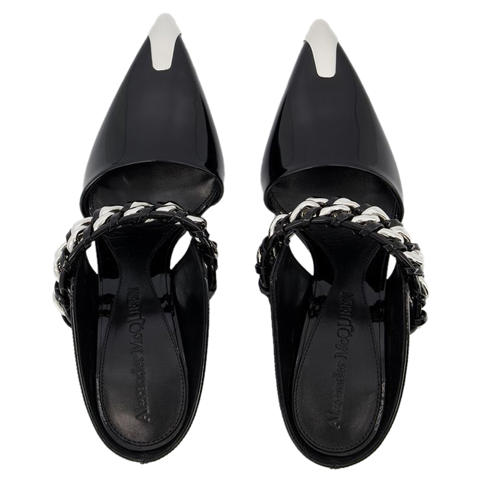 Sandals in Black/Silver Leather