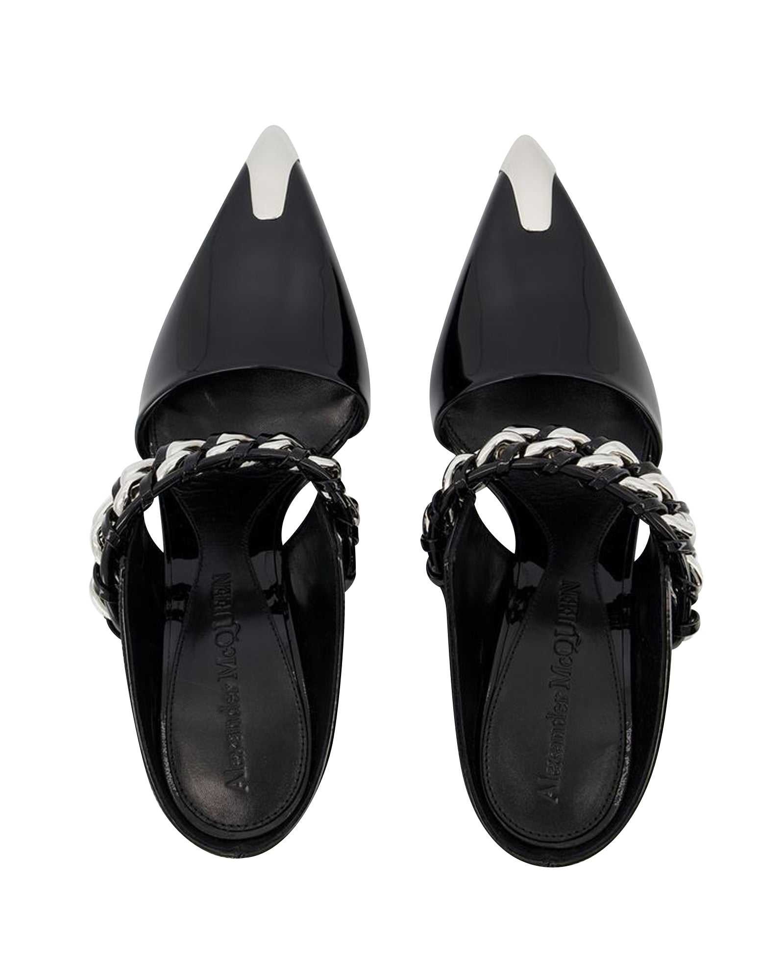 Sandals in Black/Silver Leather