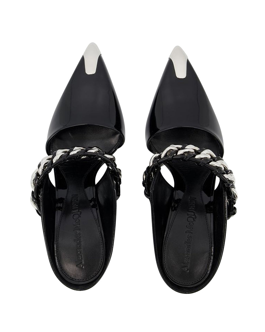 Sandals in Black/Silver Leather