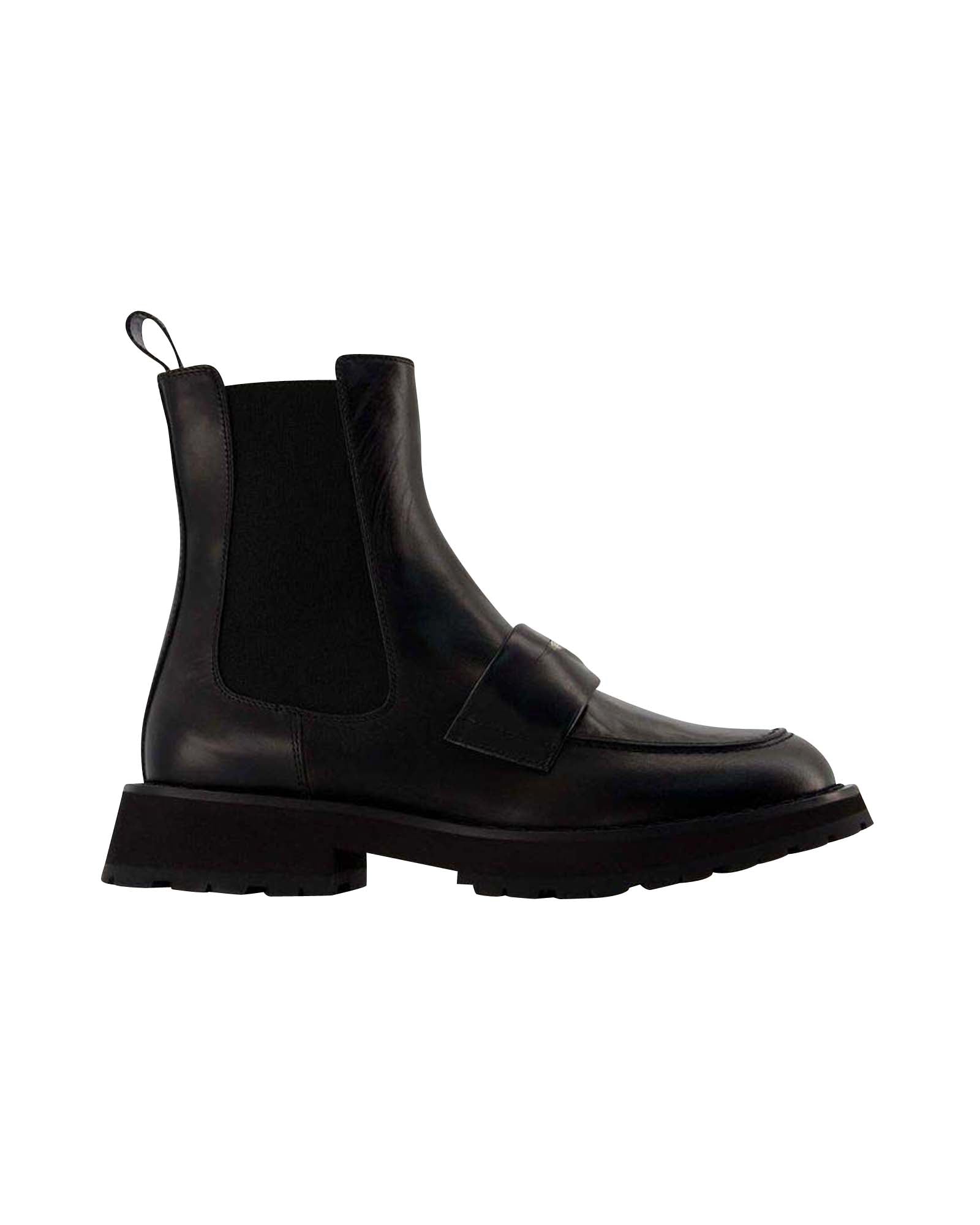 Worker Punk Ankle Boots - Alexander Mcqueen - Black/White - Leather