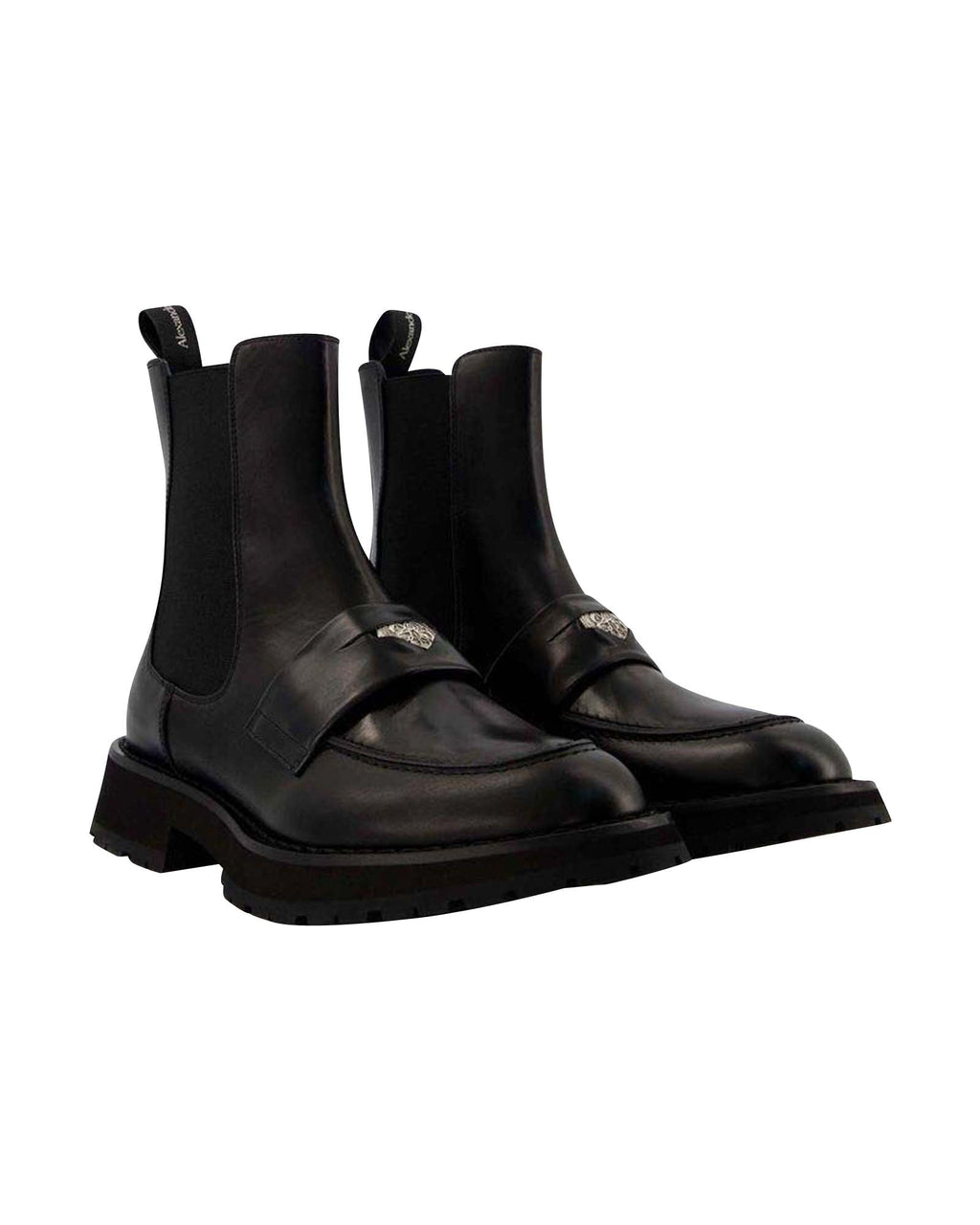 Worker Punk Ankle Boots - Alexander Mcqueen - Black/White - Leather