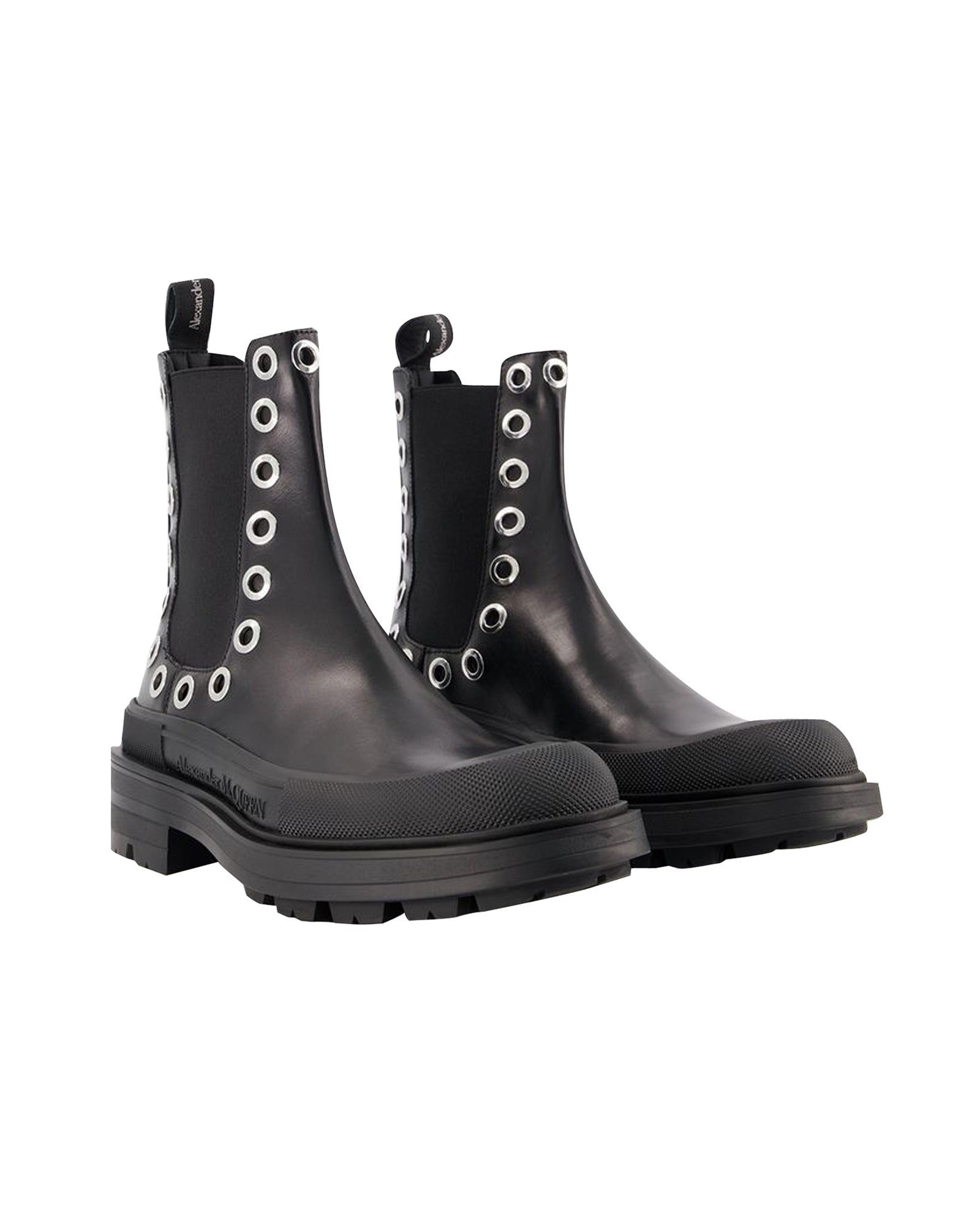 Tread Slick Ankle Boots - Alexander Mcqueen - Black/White - Leather
