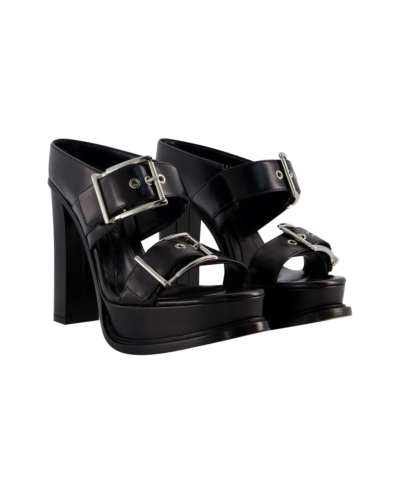 Leath S.Leath Sandals - Alexander McQueen - Leather - Black/Silver