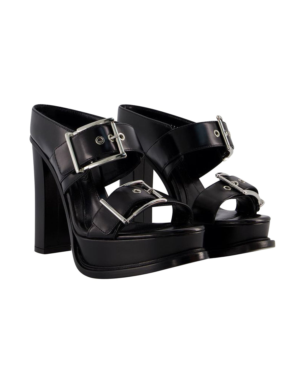 Leath S.Leath Sandals - Alexander McQueen - Leather - Black/Silver