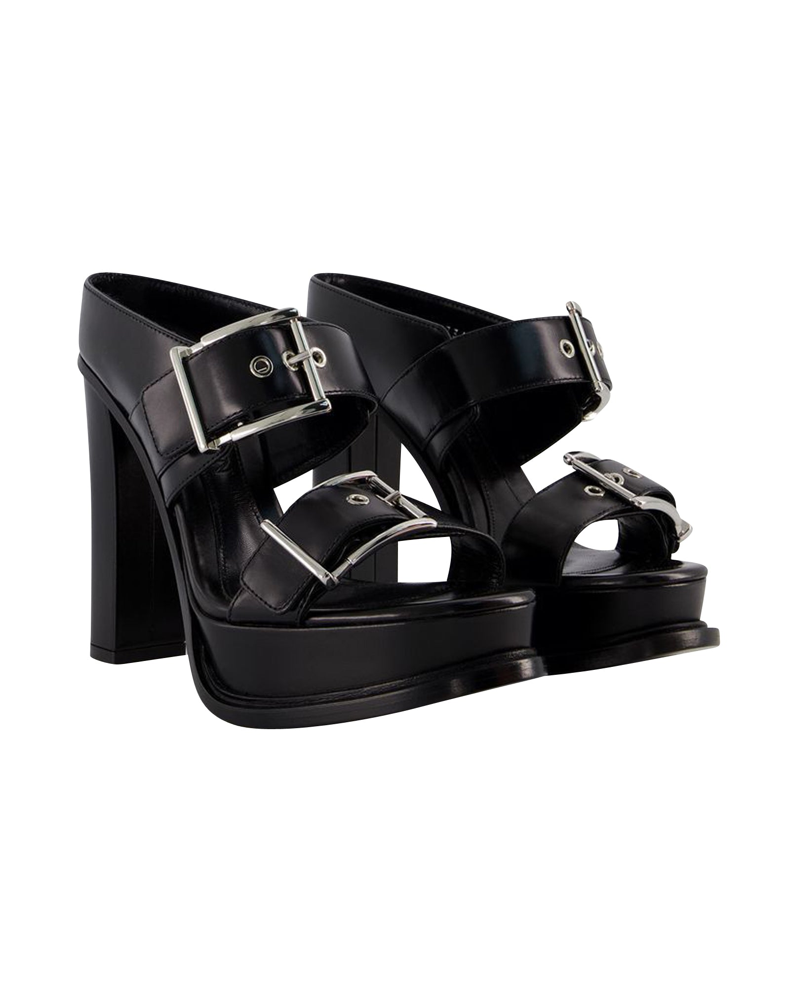 Leath S.Leath Sandals - Alexander McQueen - Leather - Black/Silver