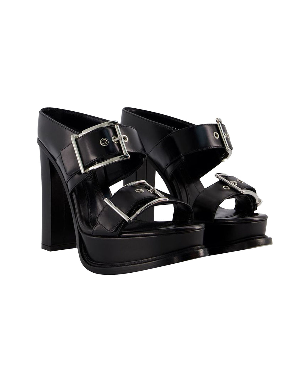 Leath S.Leath Sandals - Alexander McQueen - Leather - Black/Silver