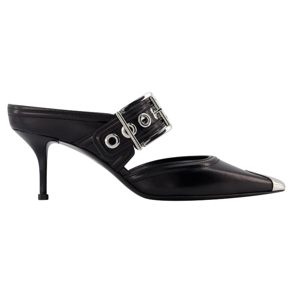 Oversized Sandals - Alexander Mcqueen - Black/Silver - Leather