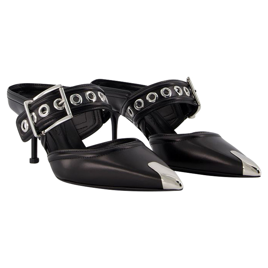 Oversized Sandals - Alexander Mcqueen - Black/Silver - Leather