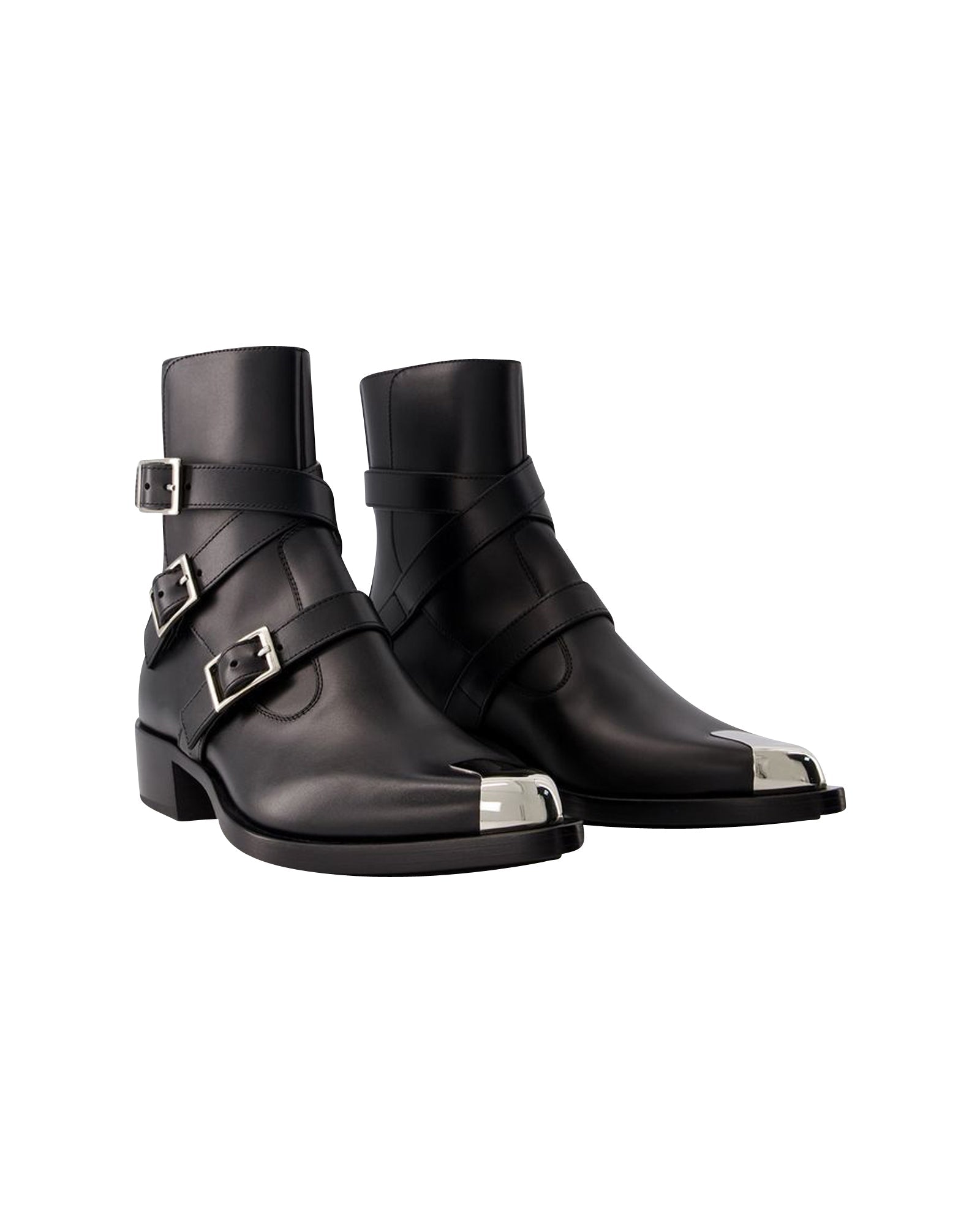 Punk Ankle Boots - Alexander Mcqueen - Leather - Black/Silver