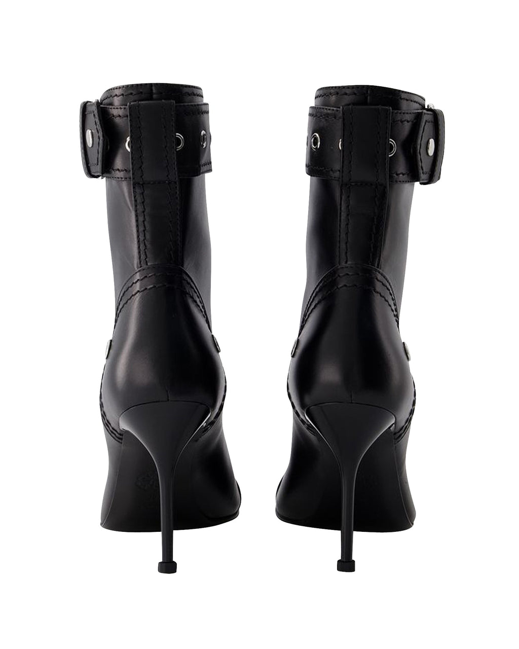 High-heeled ankle boots - Alexander Mcqueen - Leather - Black/Silver