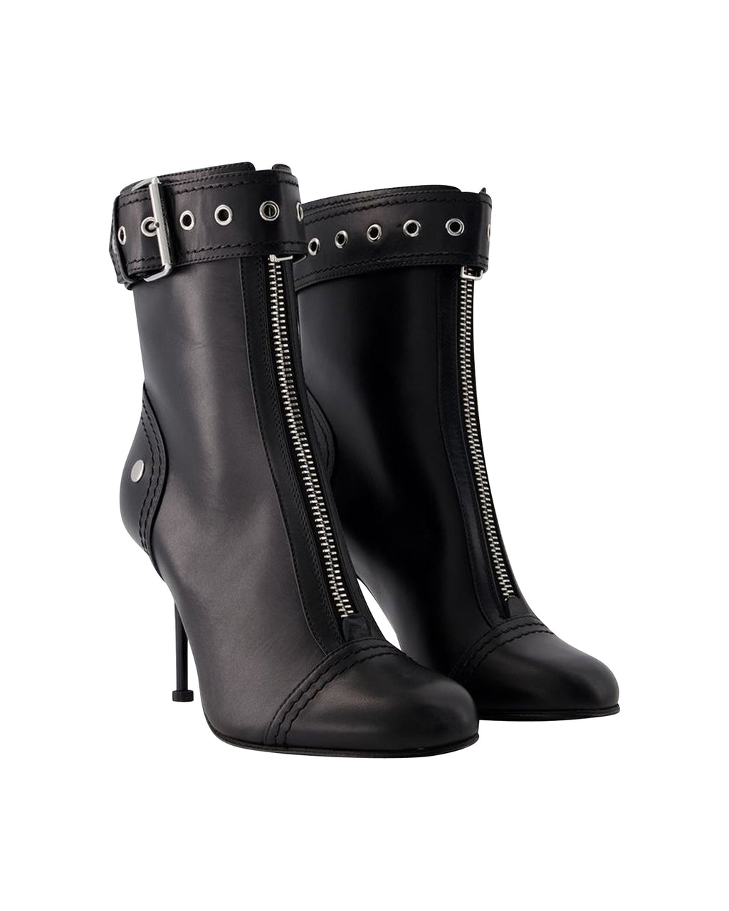 High-heeled ankle boots - Alexander Mcqueen - Leather - Black/Silver