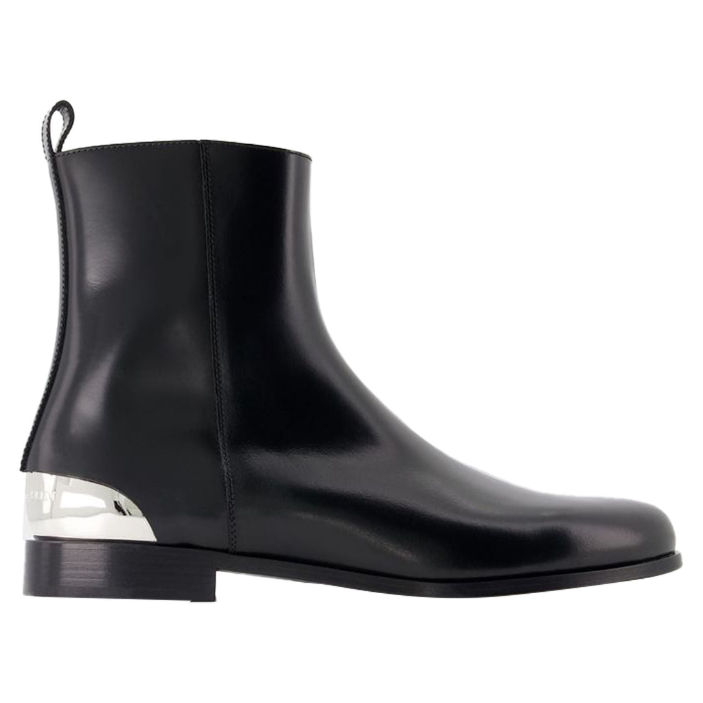Metal Heel Ankle Boots - Alexander McQueen - Leather - Black/Silver