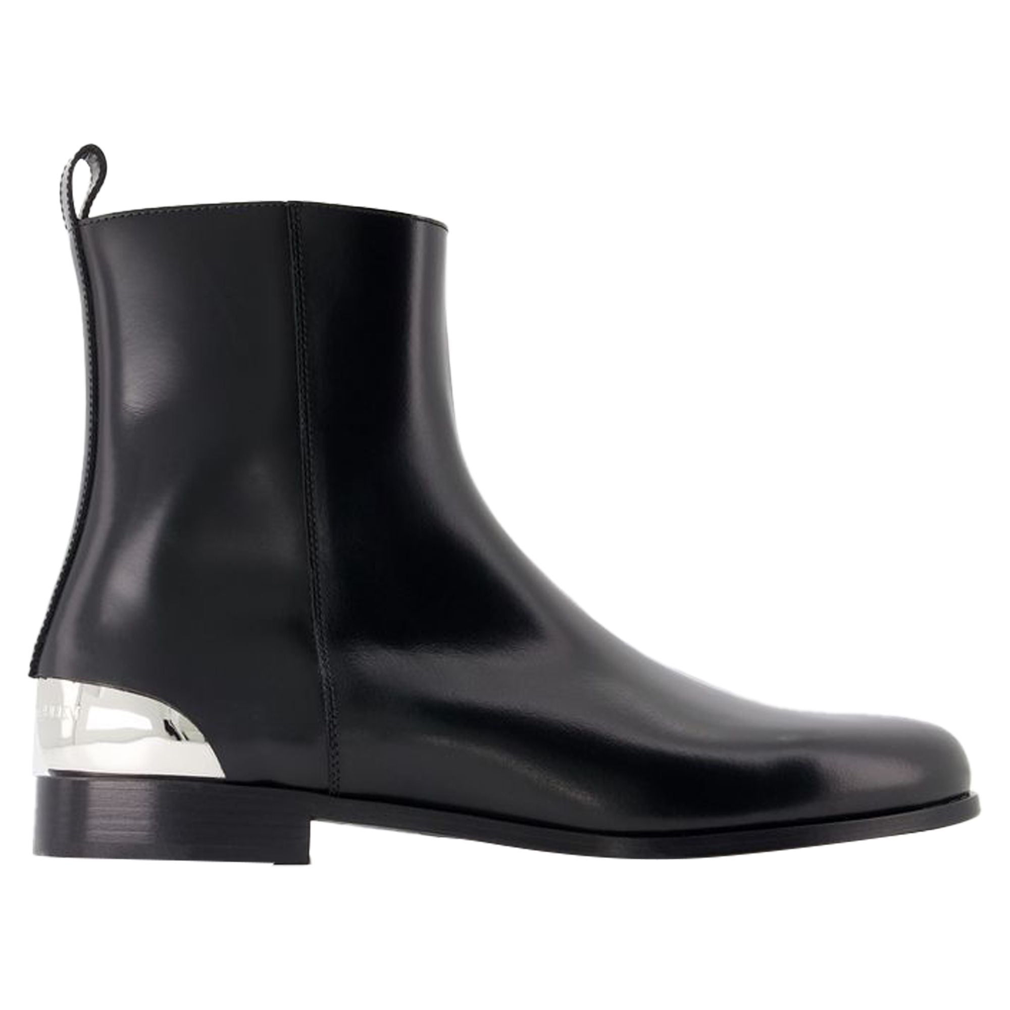 Metal Heel Ankle Boots - Alexander McQueen - Leather - Black/Silver