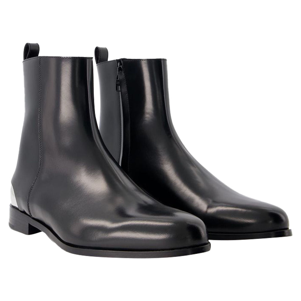 Metal Heel Ankle Boots - Alexander McQueen - Leather - Black/Silver