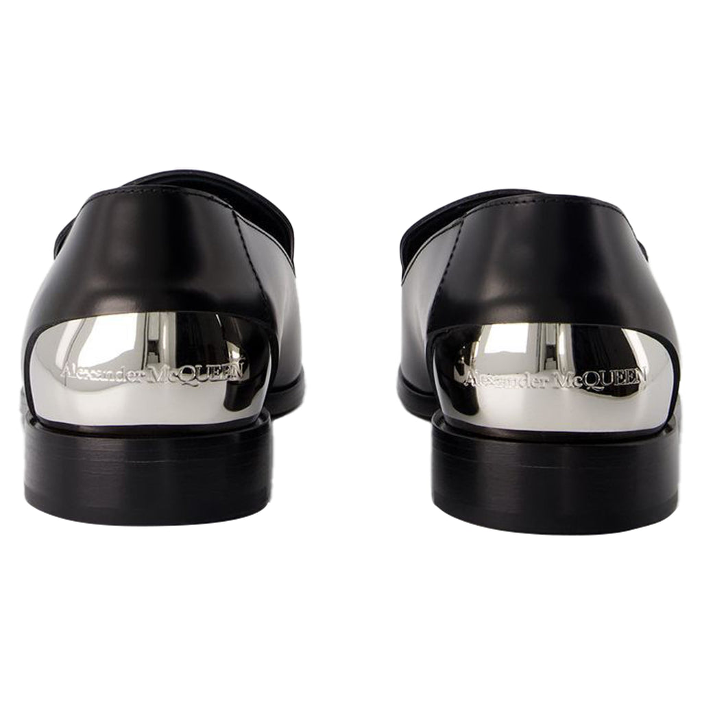 Metal Heel Loafers - Alexander McQueen - Leather - Black/Silver