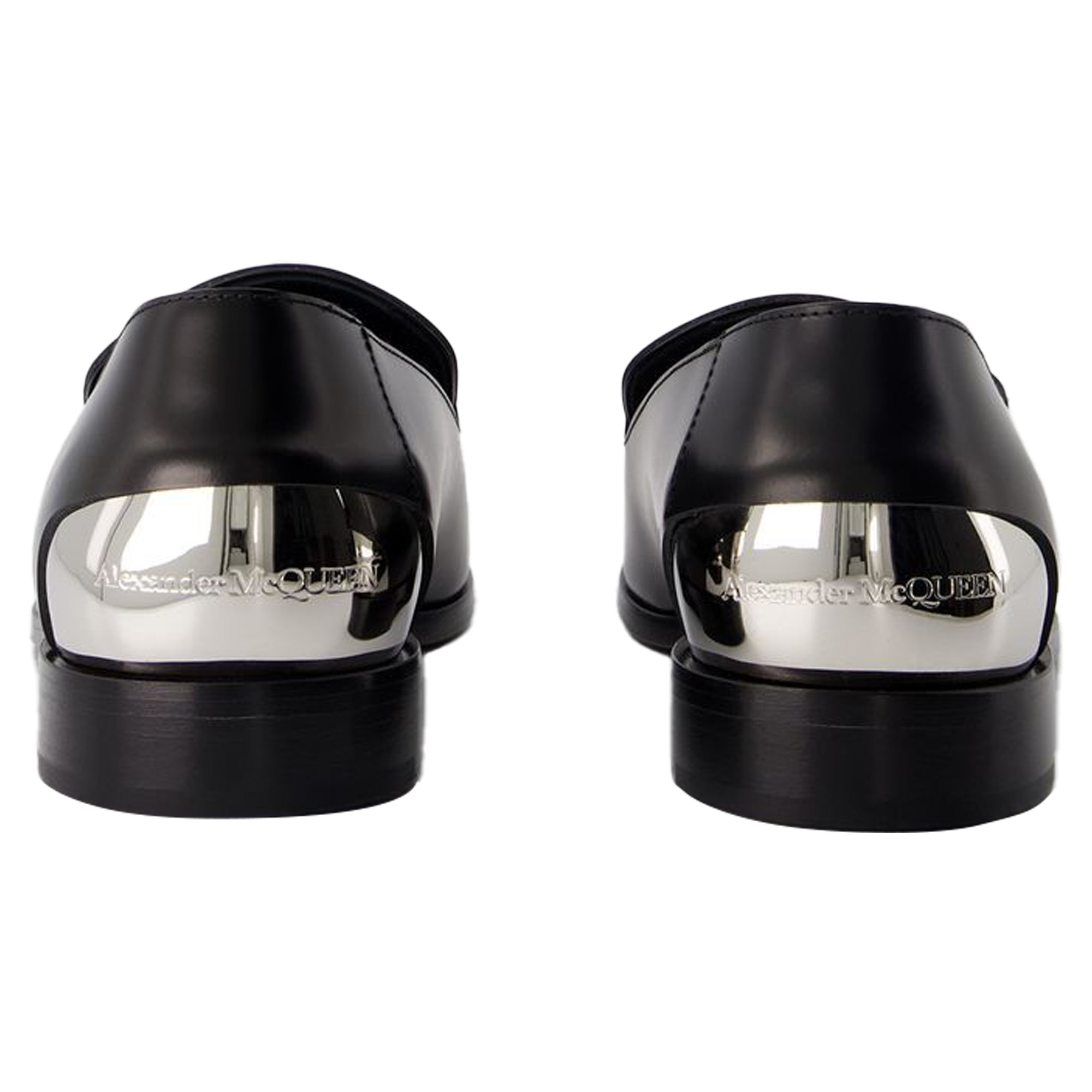 Metal Heel Loafers - Alexander McQueen - Leather - Black/Silver