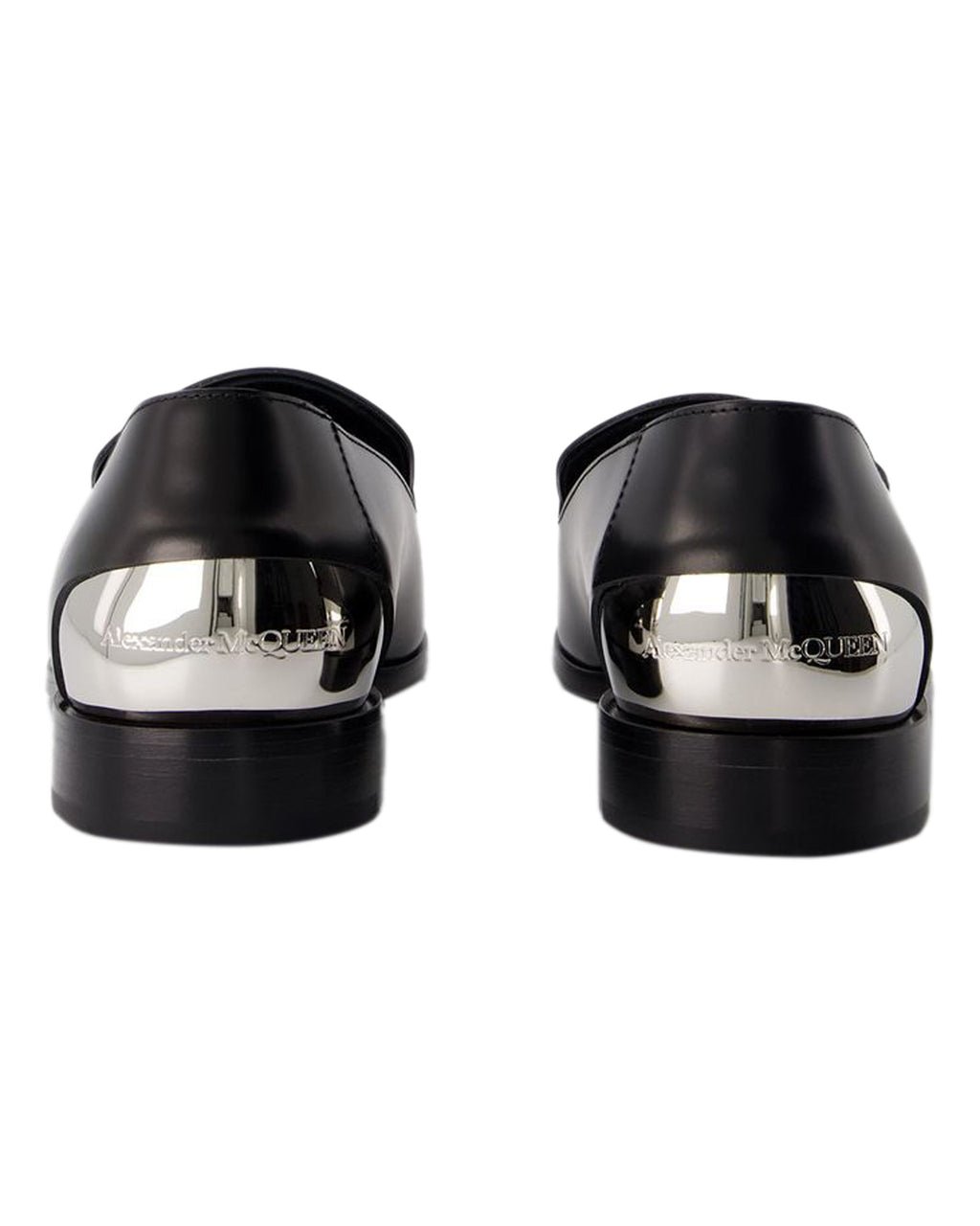 Metal Heel Loafers - Alexander McQueen - Leather - Black/Silver