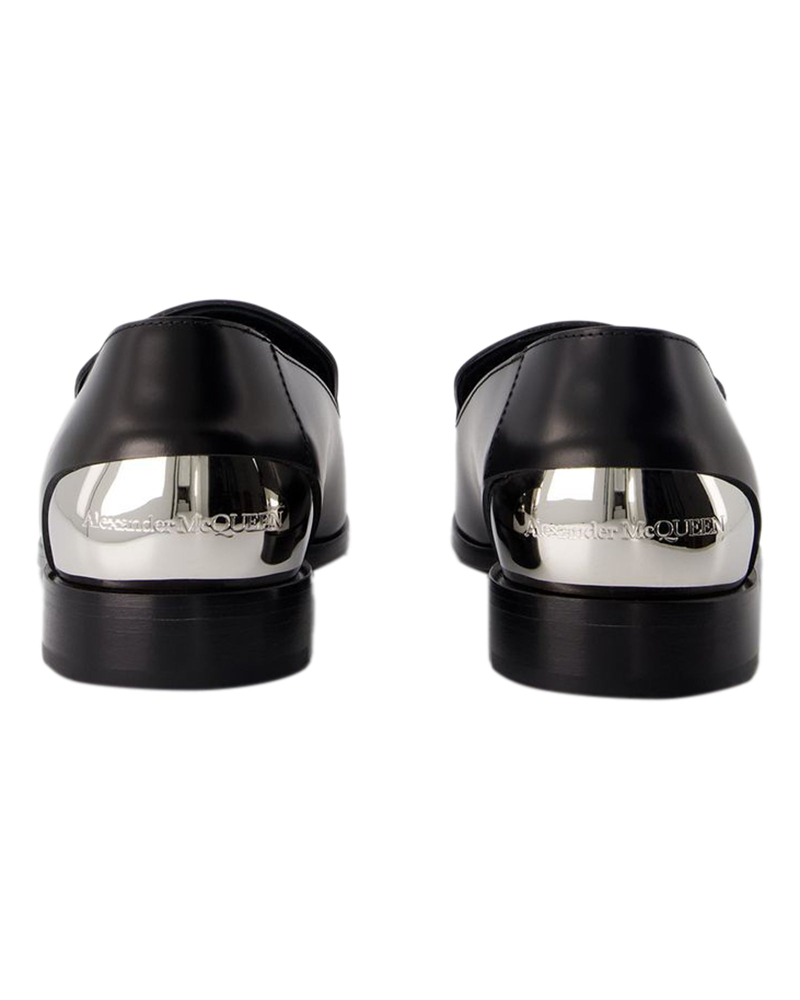 Metal Heel Loafers - Alexander McQueen - Leather - Black/Silver
