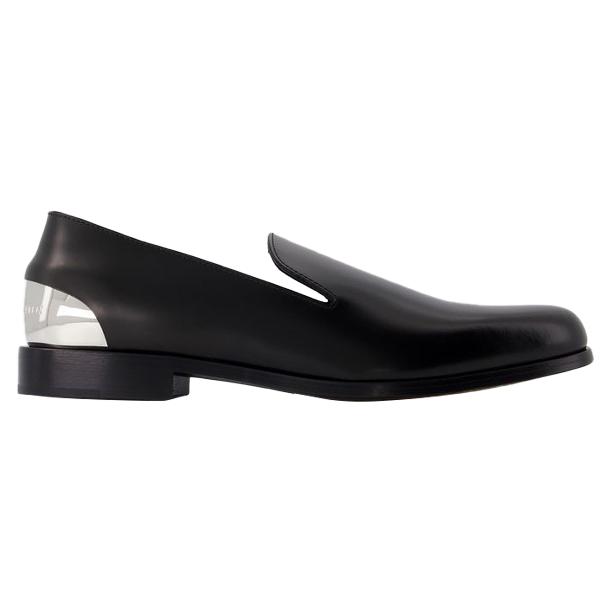 Metal Heel Loafers - Alexander McQueen - Leather - Black/Silver