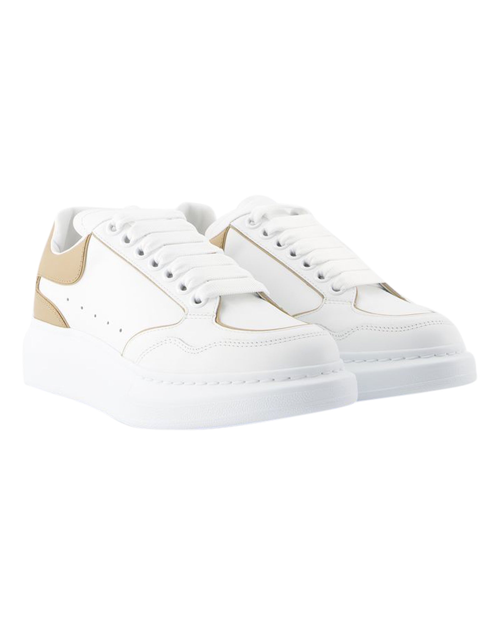 Oversized Sneakers - Alexander McQueen - Leather - White/Camel