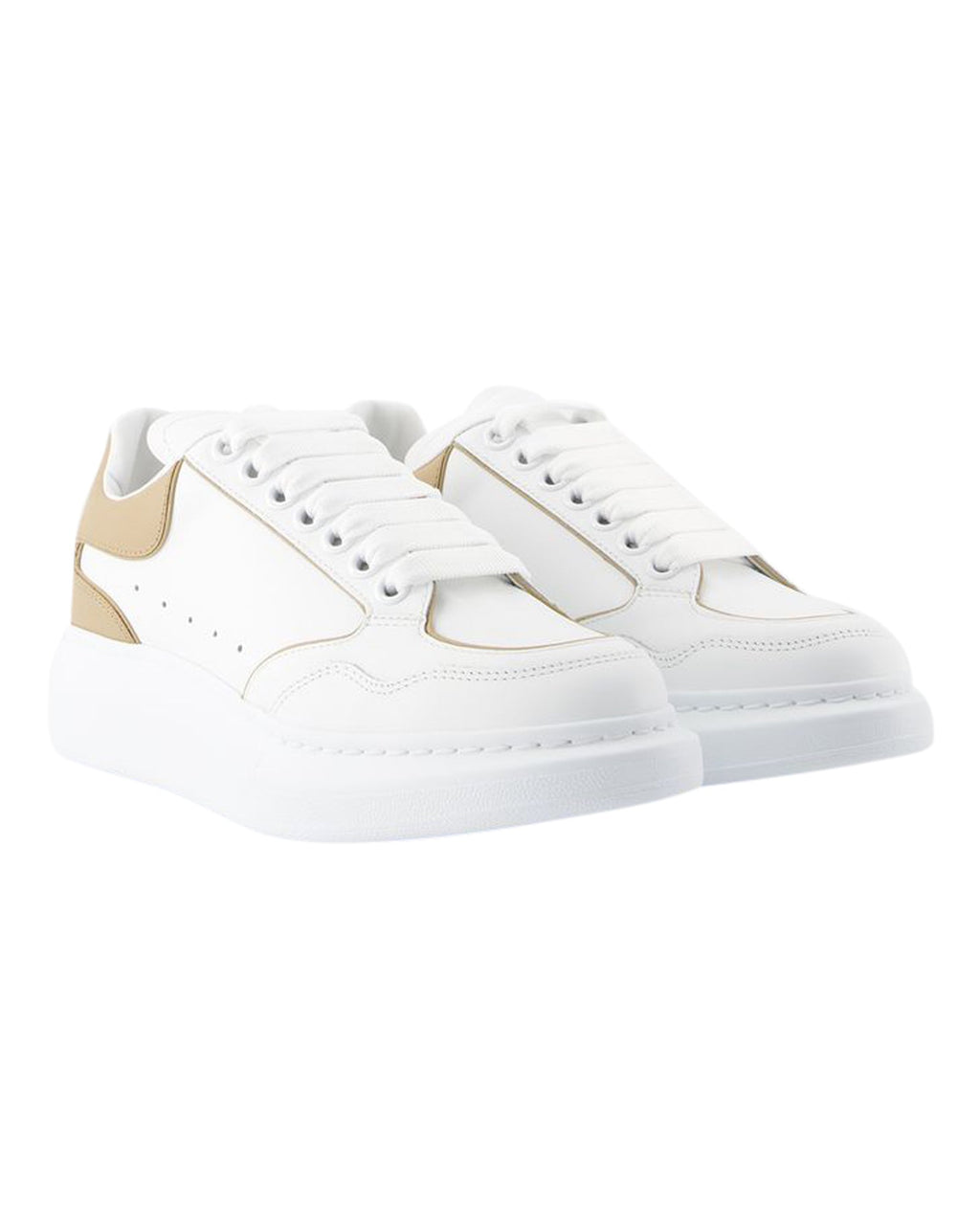 Oversized Sneakers - Alexander McQueen - Leather - White/Camel