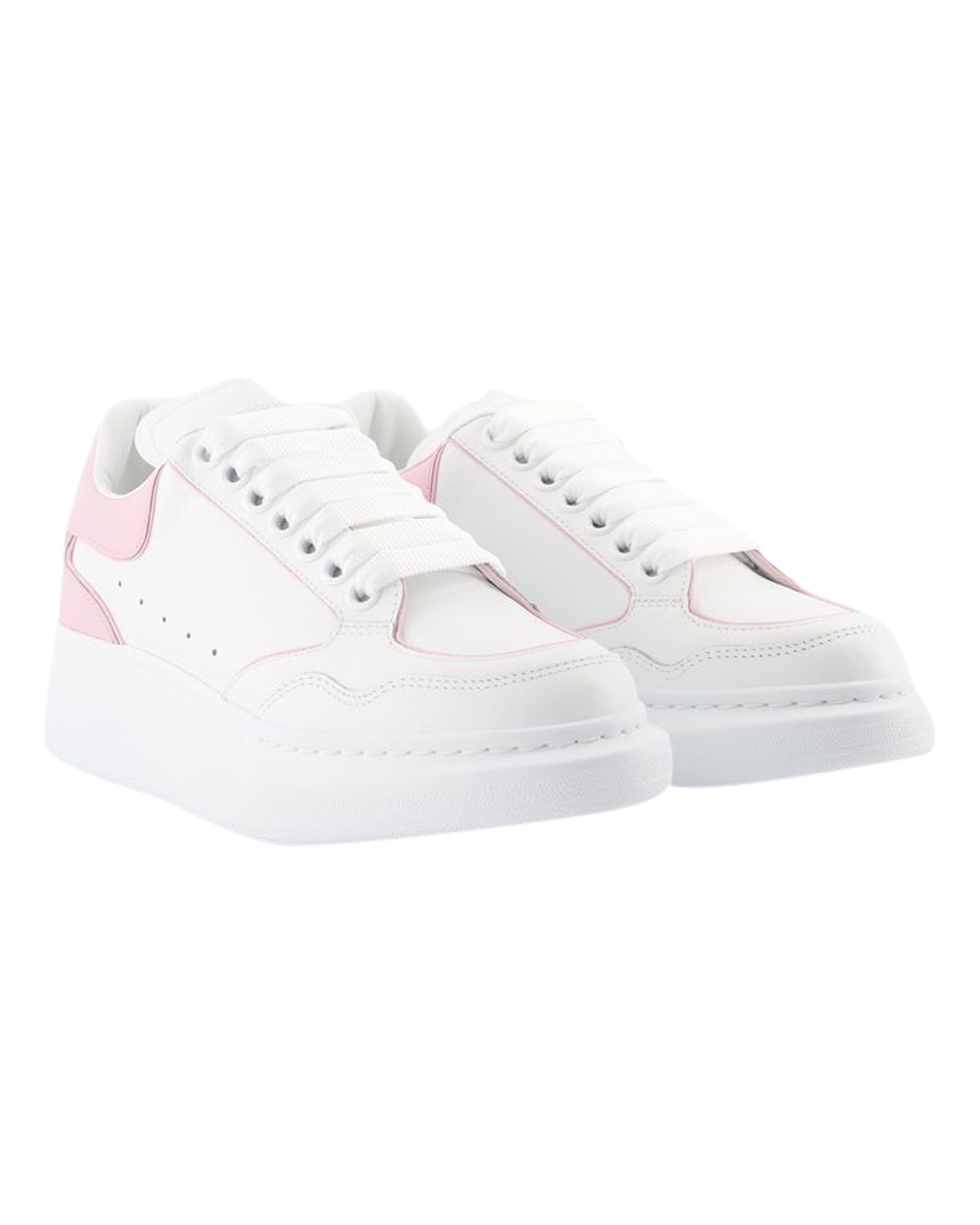 Oversized Hybrid Sneakers - Alexander McQueen - Leather - White/Pink