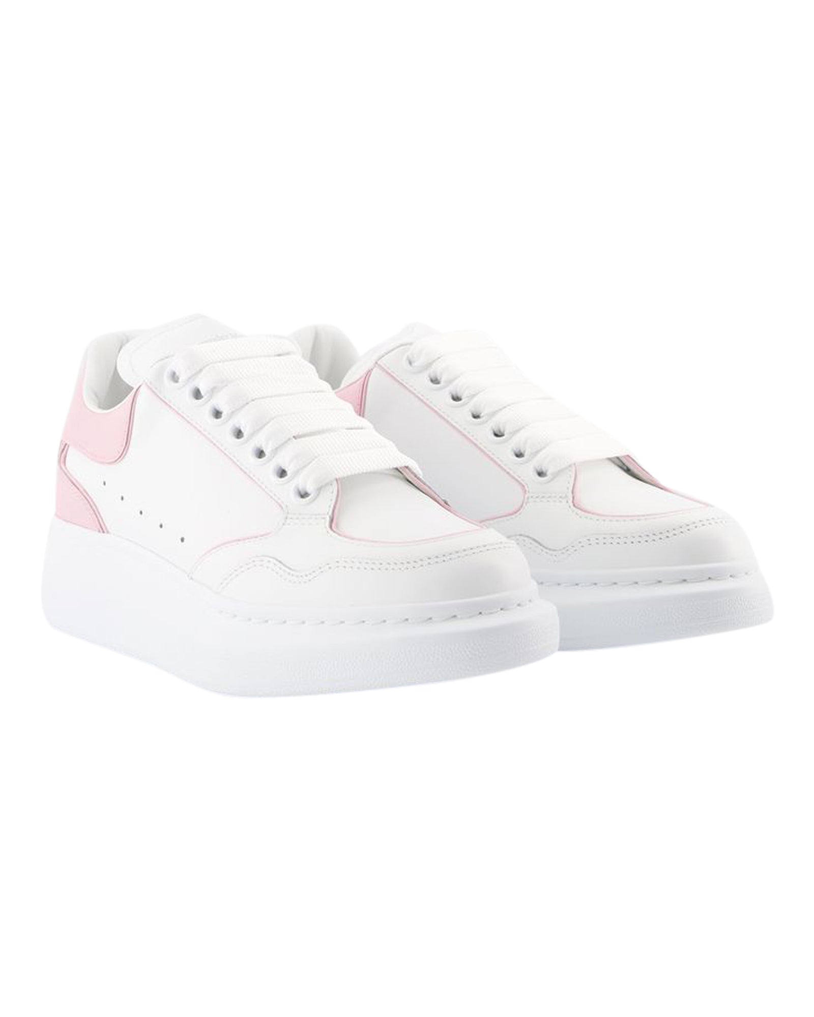 Oversized Hybrid Sneakers - Alexander McQueen - Leather - White/Pink