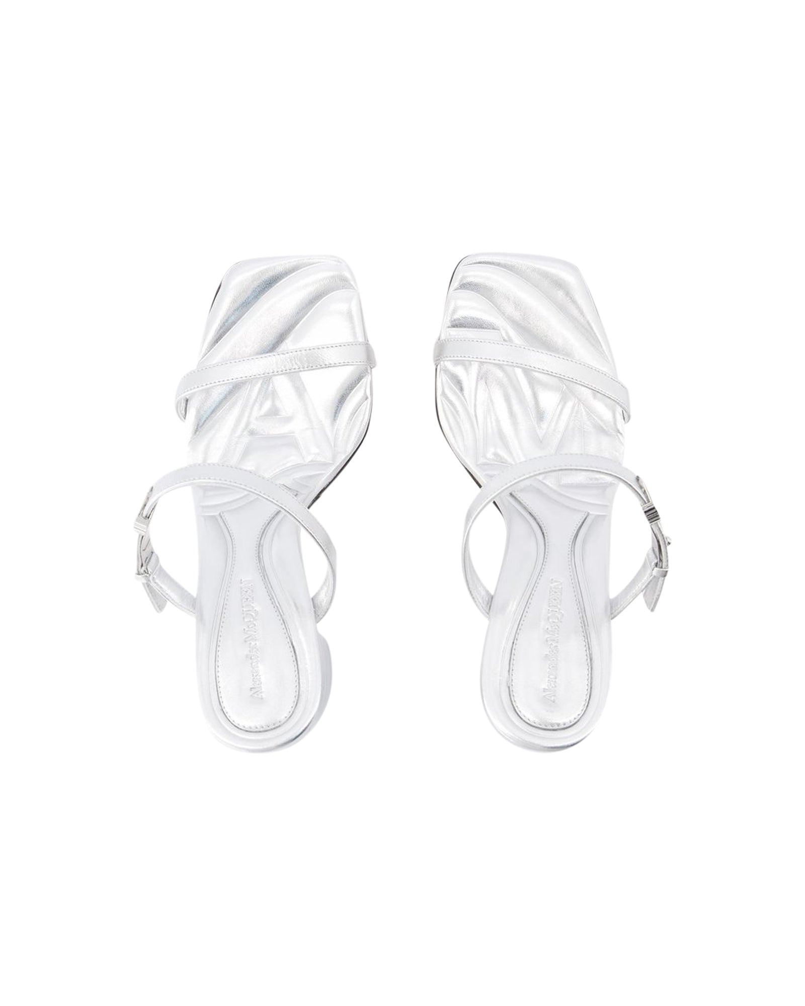 Seal Heeled Sandals - Alexander McQueen - Leather - Silver